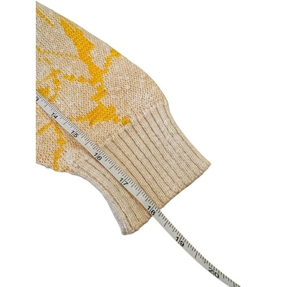 Vintage Jordan Marsh Yellow White Cardigan Sweater Medium Shoulder Pads‎ Italy - Picture 11 of 11